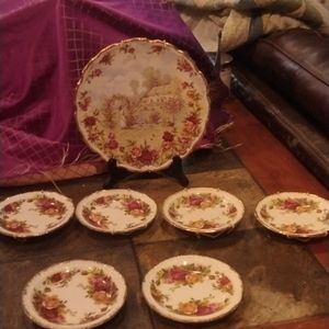 Vintage 1986 25th anniversary plate Royal Albert's Old country roses